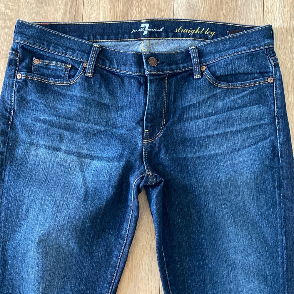 7 For All Mankind Dark Blue Straight Leg Jeans